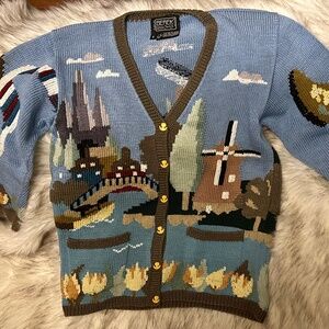Exceptional vintage Berek Marta D Dutch Landscape cardigan